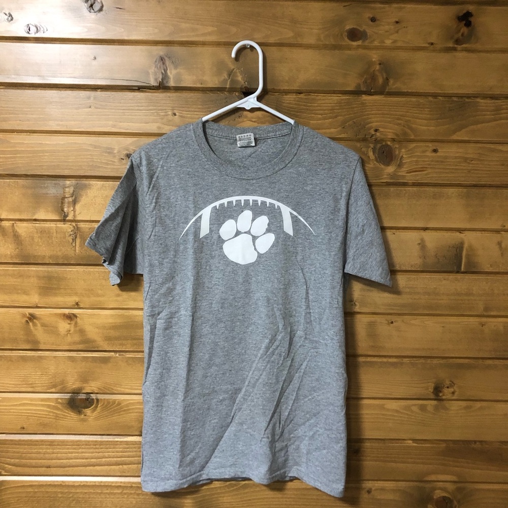 Tiger Paw Gray Football Senior T-Shirt
